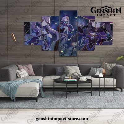 5 Pieces Genshin Impact Star Night Canvas Wall Art