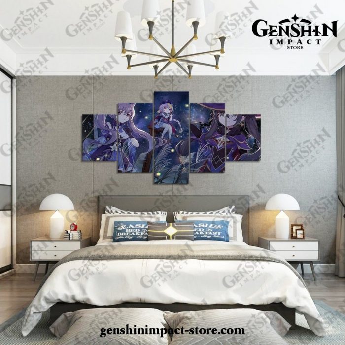 5 Pieces Genshin Impact Star Night Canvas Wall Art