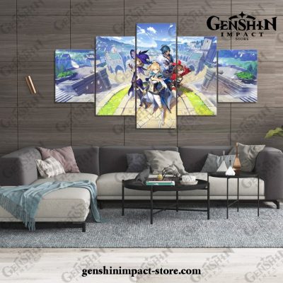 5 Pieces Genshin Impact Team Canvas Wall Art