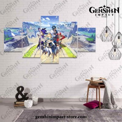 5 Pieces Genshin Impact Team Canvas Wall Art