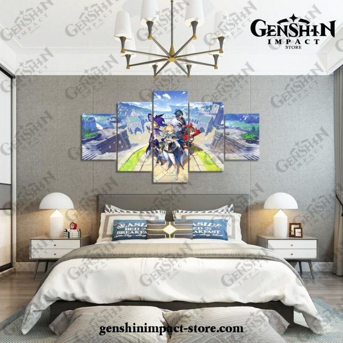 5 Pieces Genshin Impact Team Canvas Wall Art