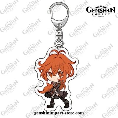 Chibi Diluc Genshin Impact Acrylic Keychain