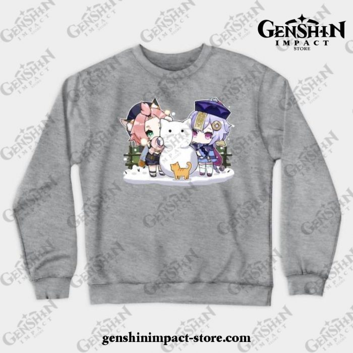 Diona And Qiqi [Genshin Impact] Crewneck Sweatshirt Gray / S