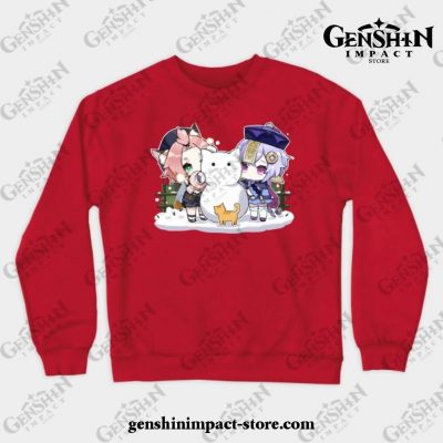 Diona And Qiqi [Genshin Impact] Crewneck Sweatshirt Red / S