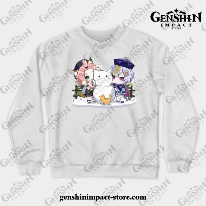 Diona And Qiqi [Genshin Impact] Crewneck Sweatshirt White / S