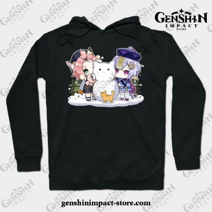 Diona And Qiqi [Genshin Impact] Hoodie Black / S