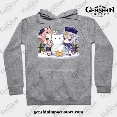 Diona And Qiqi [Genshin Impact] Hoodie Gray / S