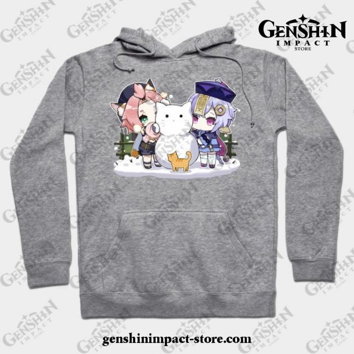 Diona And Qiqi [Genshin Impact] Hoodie Gray / S