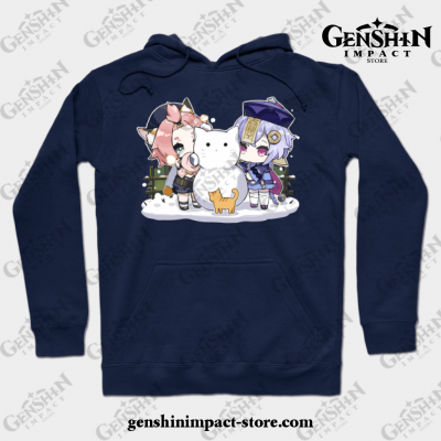 Diona And Qiqi [Genshin Impact] Hoodie Navy Blue / S