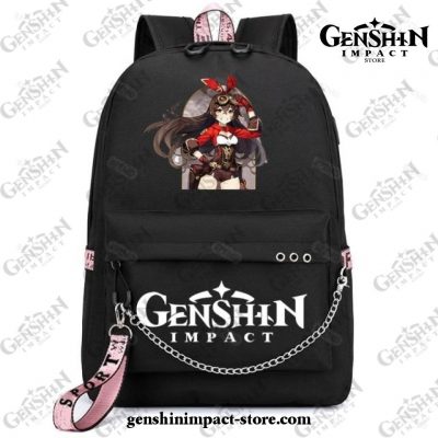 Genshin Impact Amber Waterproof Backpack Children School Bags Black