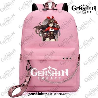 Genshin Impact Amber Waterproof Backpack Children School Bags Pink