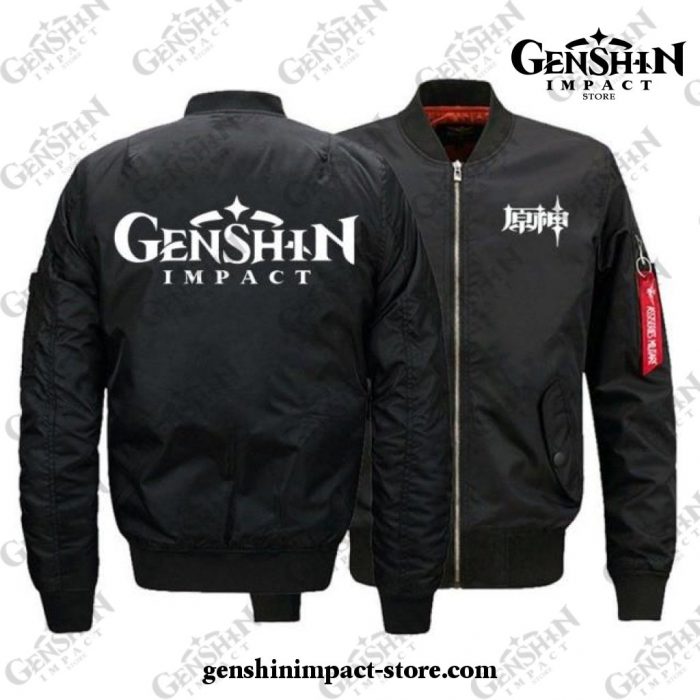 Genshin Impact Bomber Jacket Mens Winter Coats Black / 5Xl