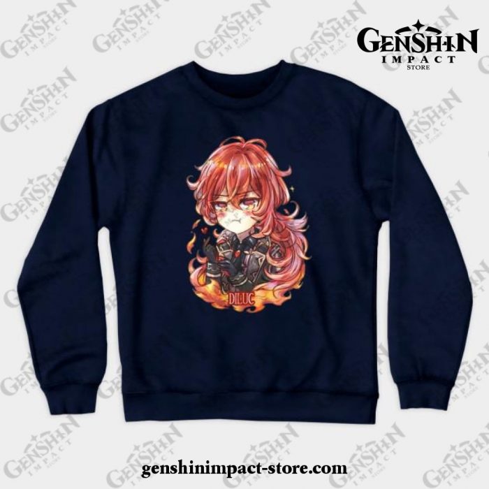 Genshin Impact Diluc 2 Crewneck Sweatshirt Navy Blue / S