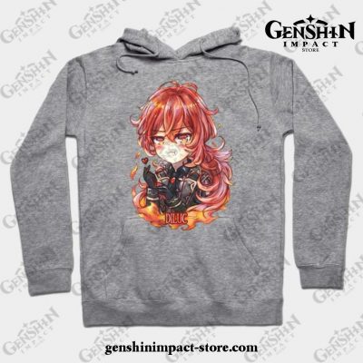 Genshin Impact Diluc 2 Hoodie Gray / S