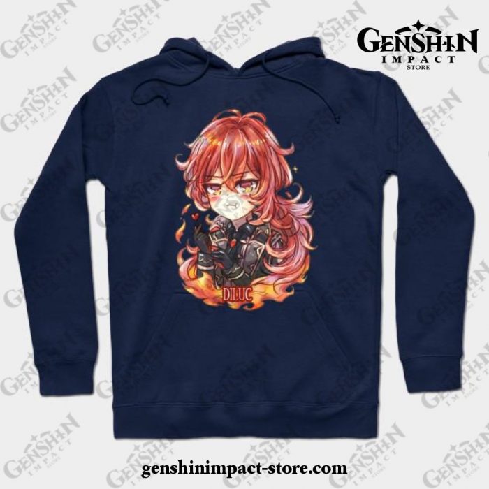 Genshin Impact Diluc 2 Hoodie Navy Blue / S