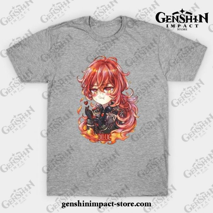 Genshin Impact Diluc 2 T-Shirt Gray / S