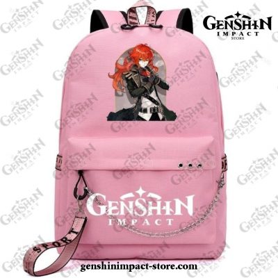 Genshin Impact Diluc Waterproof Backpack Children School Bags Pink