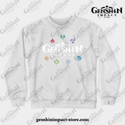 Genshin Impact Elements (Colours) Crewneck Sweatshirt White / S