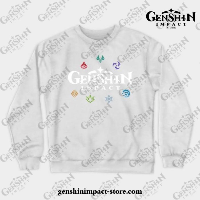 Genshin Impact Elements (Colours) Crewneck Sweatshirt White / S