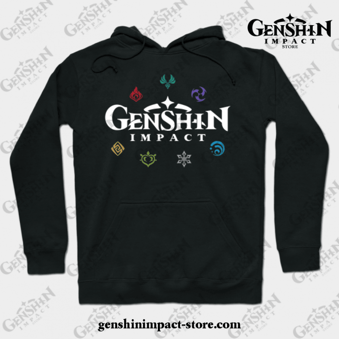 Genshin Impact Elements (Colours) Hoodie Black / S