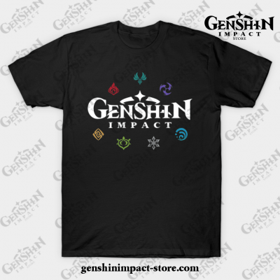Genshin Impact Elements (Colours) T-Shirt Black / S