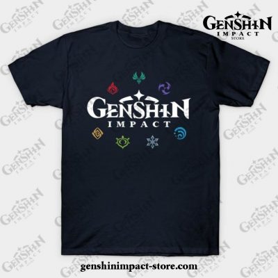 Genshin Impact Elements (Colours) T-Shirt Navy Blue / S