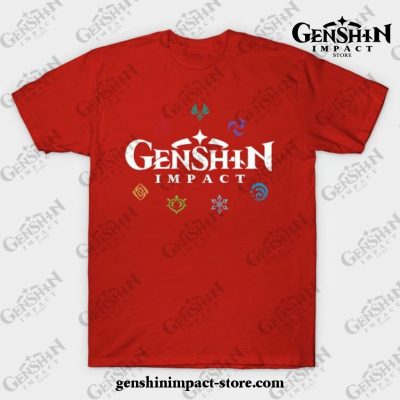 Genshin Impact Elements (Colours) T-Shirt Red / S