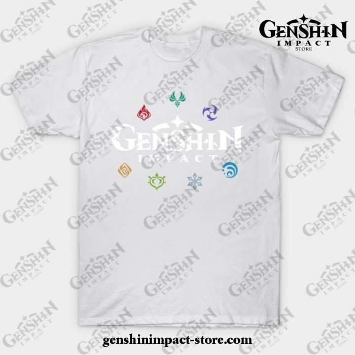Genshin Impact Elements (Colours) T-Shirt White / S