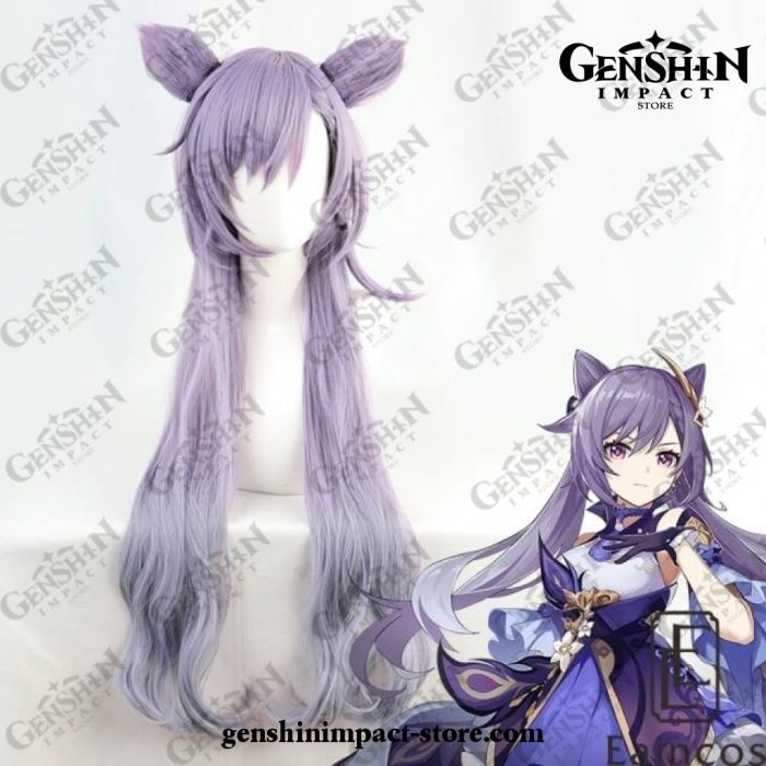 Genshin Impact Keqing Cosplay Costume Full Set Wig With Ear / Xl