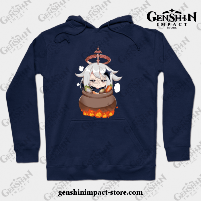 Genshin Impact Paimon Emergency Food Hoodie Navy Blue / S