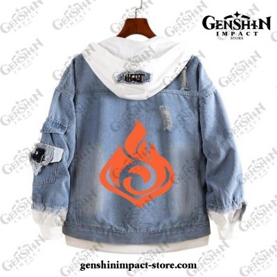 Genshin Impact Pyro Vision Demin Jacket Style 1 / S