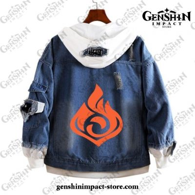 Genshin Impact Pyro Vision Demin Jacket Style 2 / S