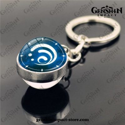 Genshin Impact Vision Crystal Keychain Double-Dided Glass Ball Hydro