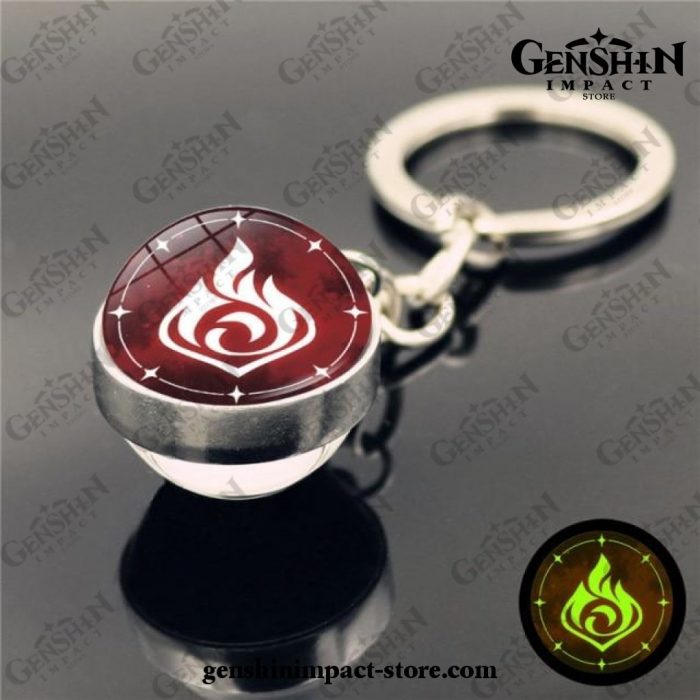 Genshin Impact Vision Crystal Keychain Double-Dided Glass Ball Pyro