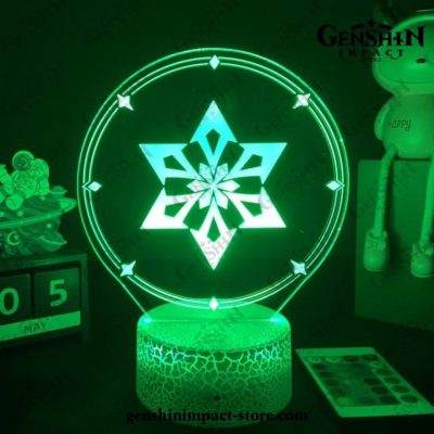 Genshin Impact Vision Figure 3D Lamp Led Rgb Night Lights Cryo / Crack Base Remote
