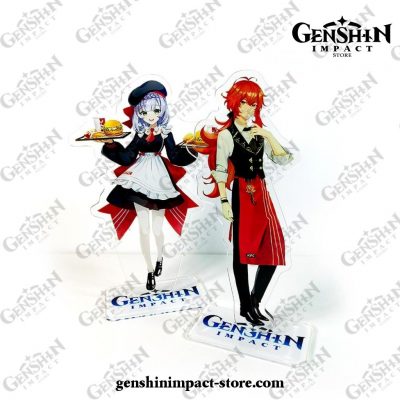 Genshin Impact X Kfc Characters Noelle Diluc Acrylic Stand Figure Model
