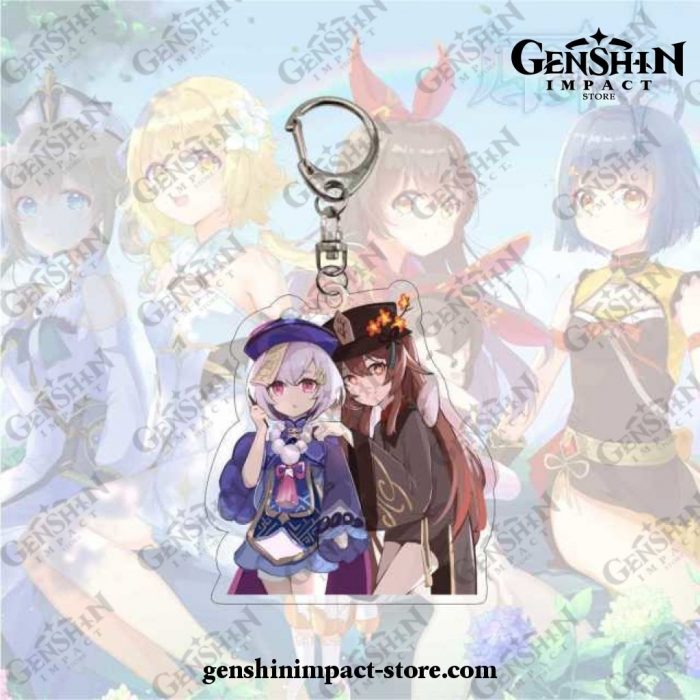 Hu Tao & Qiqi Genshin Impact Acrylic Double Sided Transparent Keychain