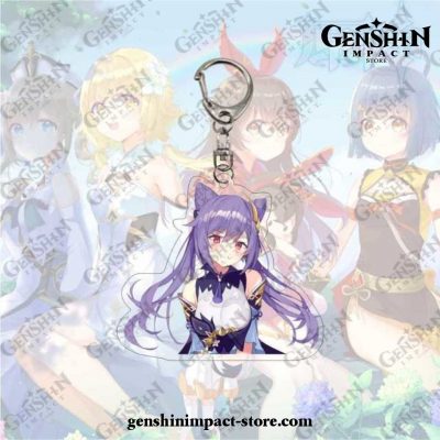 New Cute Keqing Genshin Impact Acrylic Double Sided Transparent Keychain