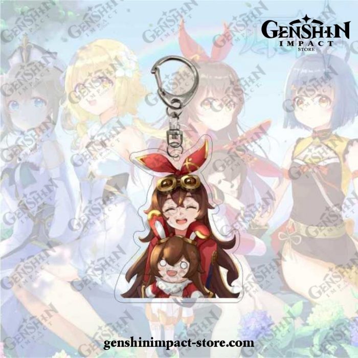 New Style Amber Genshin Impact Acrylic Double Sided Transparent Keychain