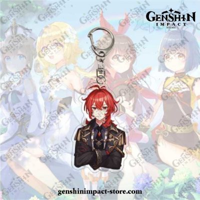 New Style Diluc Genshin Impact Acrylic Double Sided Transparent Keychain