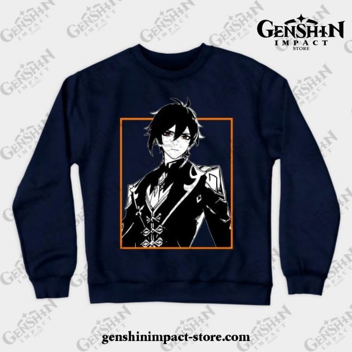 Zhongli - Genshin Impact Crewneck Sweatshirt Navy Blue / S