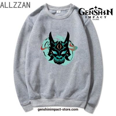 2021 Genshin Impact Mask Hoodies Gray / Xxxl