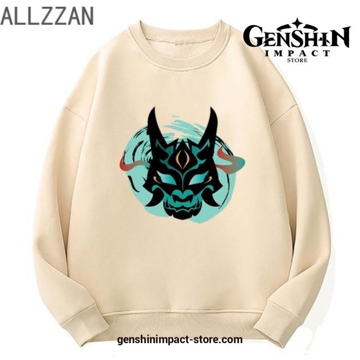 2021 Genshin Impact Mask Hoodies Khaki / S