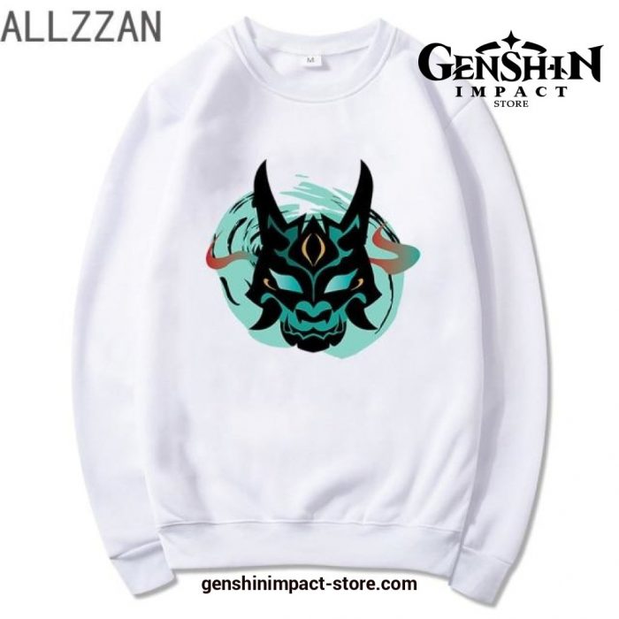 2021 Genshin Impact Mask Hoodies White / Xxxl