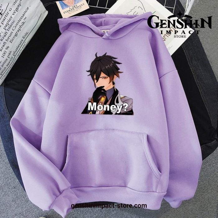 Genshin Impact Harajuku Hoodie Light-Purple / L