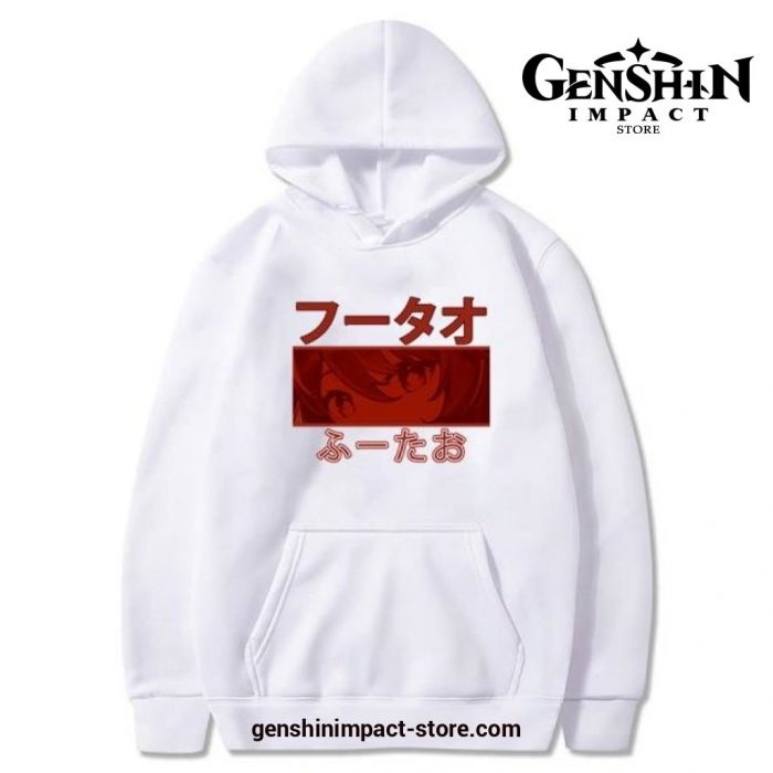 Genshin Impact Hu Tao Pocket Eyes Hoodie White / L