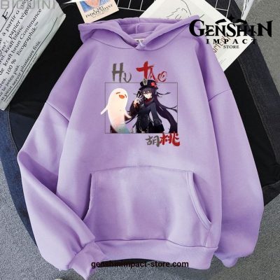 Genshin Impact Hu Tao Pocket Hoodie Light-Purple / L