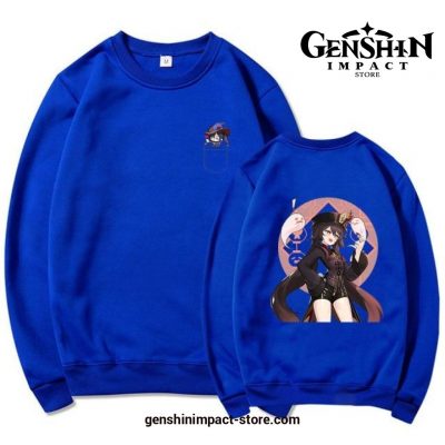 Genshin Impact Hu Tao Small Pocket Hoodies Blue / Xxxl