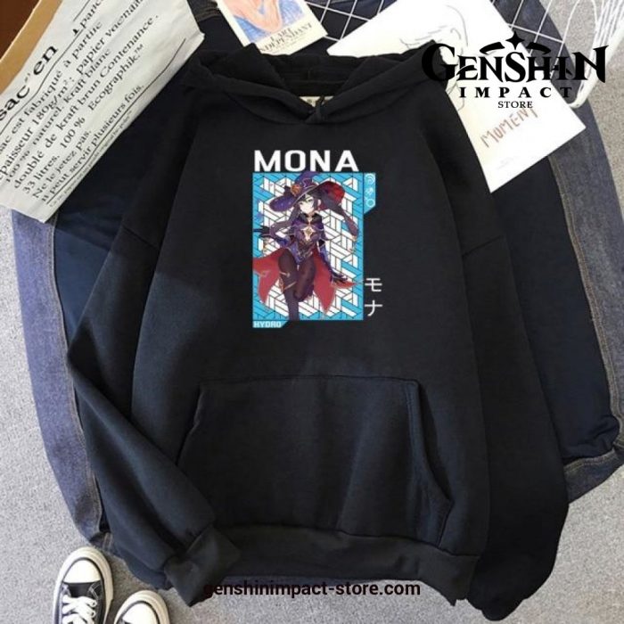 Genshin Impact Mona Print Hoodie Black / Xs