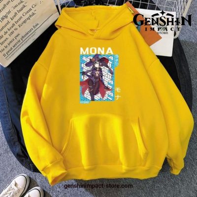 Genshin Impact Mona Print Hoodie Yellow / Xl